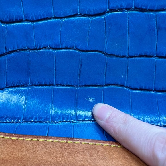 Dooney & Bourke Croco Embossed Satchel Handbag In Marine Blue - Picture 4 of 7